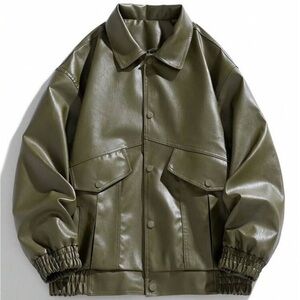 Men's Olive Green Leather Jacket